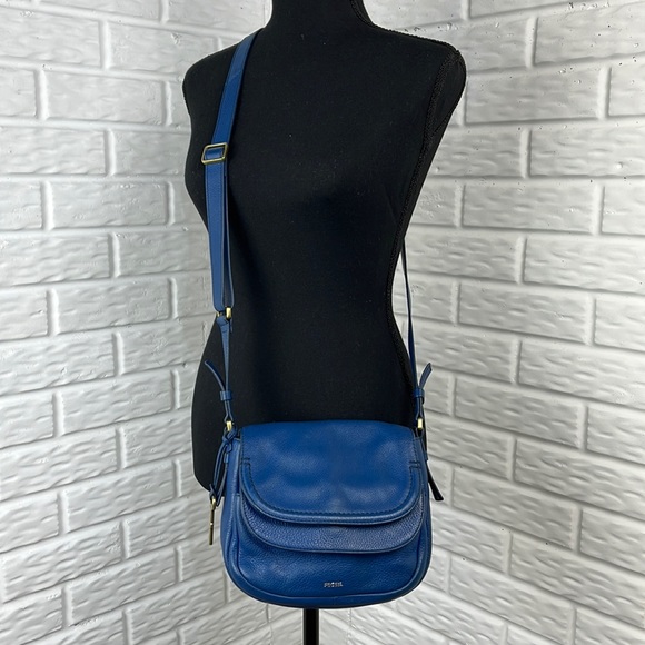 Fossil Handbags - FOSSIL BLUE LEATHER CROSSBODY
